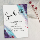 Paarse Rode Aqua Waterverf Modern Save the Date Kaart