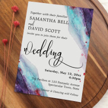 Paarse, Rode & Aqua Waterverf Moderne Bruiloft 1