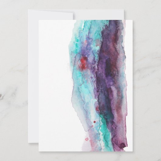 Paarse Rode Aqua Waterverf Moderne bruiloft 2 Kaart (Achterkant)