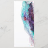 Paarse rode aqua Waterverf moderne bruiloft Menu (Achterkant)