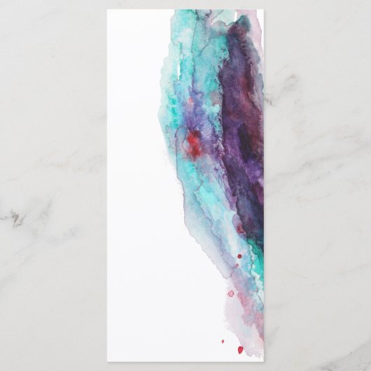 Paarse rode aqua Waterverf moderne bruiloft Menu (Achterkant)