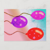 Paarse Rode Ballons Kinderen van Birthday  Uitnodiging Briefkaart (Achterkant)