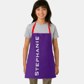 Paarse, rode bandjes, jumbo naam, schort (Insitu)