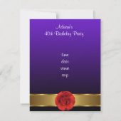 Paarse Rode Bloem - Fabulous 40th Kaart (Achterkant)