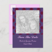 Paarse Rode Bloemen Bewaar de Datum Aankondigingskaart (Voorkant / Achterkant)