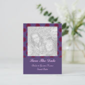 Paarse Rode Bloemen Bewaar de Datum Aankondigingskaart (Staand voorkant)