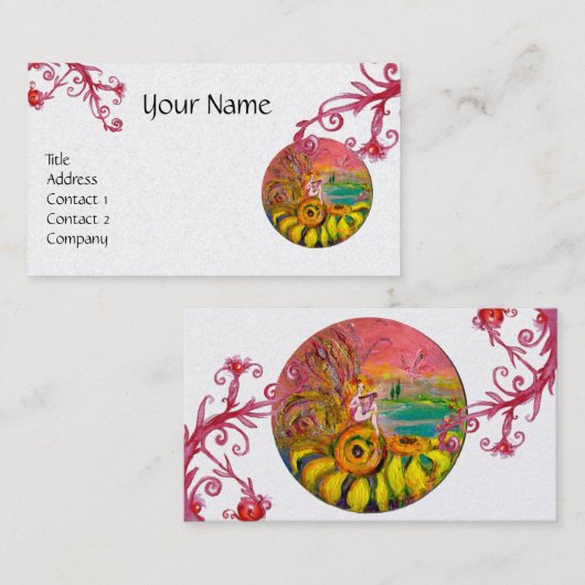 Paarse rode bloemen witte parel visitekaartje (Voorkant / Achterkant)