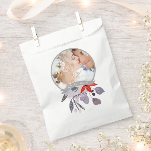 Paarse rode blush roze bloemenkrans bruiloft bedankzakje (Geknipt)