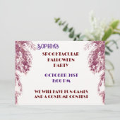 Paarse Rode Boom Elegante Gotische Halloween Kaart (Staand voorkant)