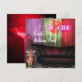 Paarse rode cocktails meisjes 21ste verjaardagsfee kaart (Voorkant / Achterkant)