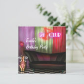 Paarse rode cocktails meisjes 21ste verjaardagsfee kaart (Staand voorkant)