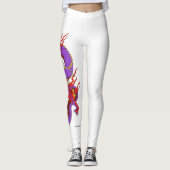 Paarse rode draak op witte leggings (Voorkant)