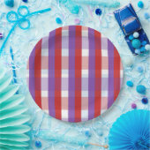 Paarse, Rode en Roze Gingham Papieren Bordje (Feest)