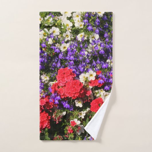 Paarse, rode en witte jaarbloemen bad handdoek (Handdoek)
