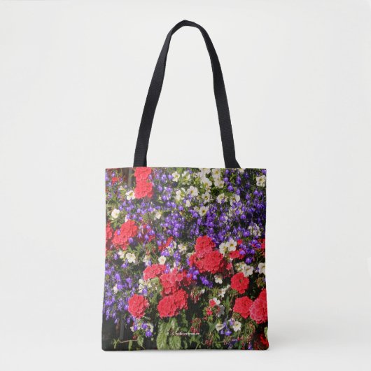 Paarse, rode en witte jaarbloemen tote bag (Voorkant)