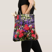 Paarse, rode en witte jaarbloemen tote bag (Dichtbij)