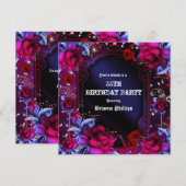 Paarse Rode Fantasy Floral Rozen Bling Kaart (Voorkant / Achterkant)