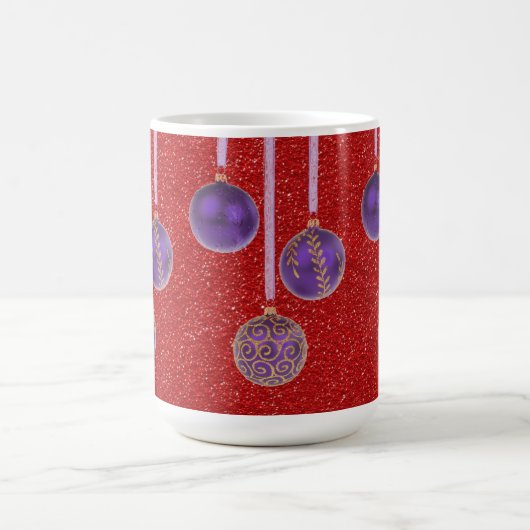 Paarse Rode Glitter Merry Kerstmis Mok (Center)