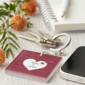 Paarse Rode Hart Schattigee Romance Happy Valentin Sleutelhanger (Voorkant Rechts)