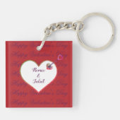 Paarse Rode Hart Schattigee Romance Happy Valentin Sleutelhanger (Achterkant)