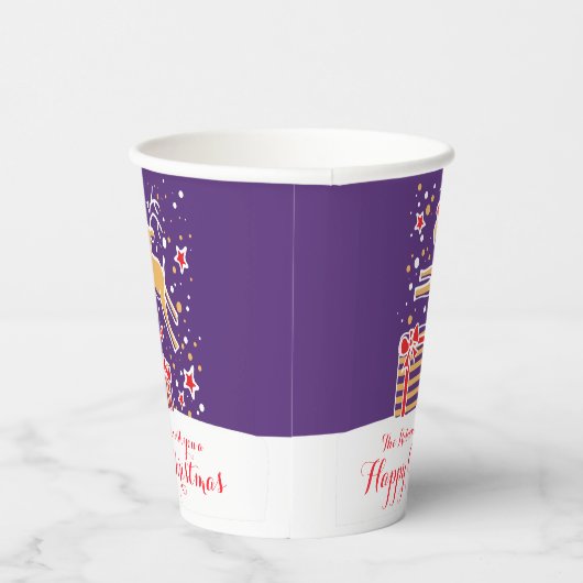 Paarse rode kerstrender papieren bekers (Rechts)