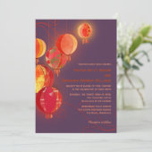 Paarse rode papieren lantaarns kaart (Staand voorkant)