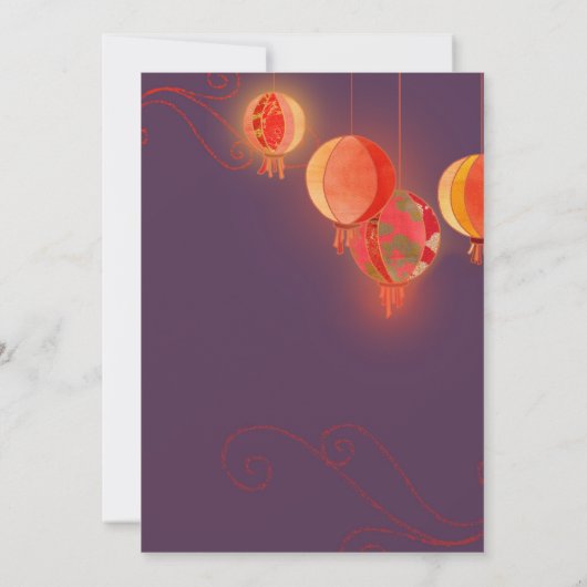 Paarse rode papieren lantaarns kaart (Achterkant)