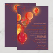 Paarse rode papieren lantaarns kaart (Voorkant / Achterkant)