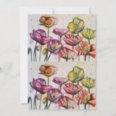 Paarse Rode Poppy Floral 60e verjaardag Uitnodigin Kaart (Achterkant)