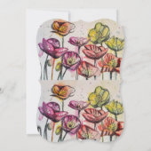 Paarse Rode Poppy Floral 60e verjaardag Uitnodigin Kaart (Achterkant)