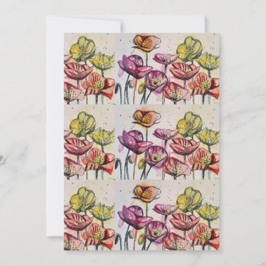 Paarse Rode Poppy Floral 60e verjaardag Uitnodigin Kaart (Achterkant)