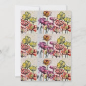 Paarse Rode Poppy Floral 60e verjaardag Uitnodigin Kaart (Achterkant)