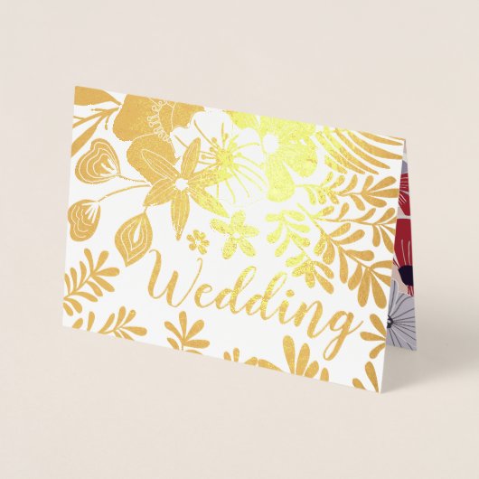 Paarse rode roze gouden folie bruiloft uitnodiging (Voorkant)