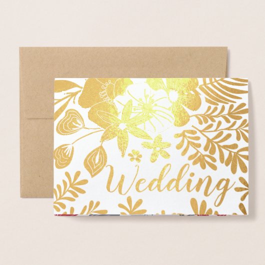 Paarse rode roze gouden folie bruiloft uitnodiging (Voorkant met envelop)