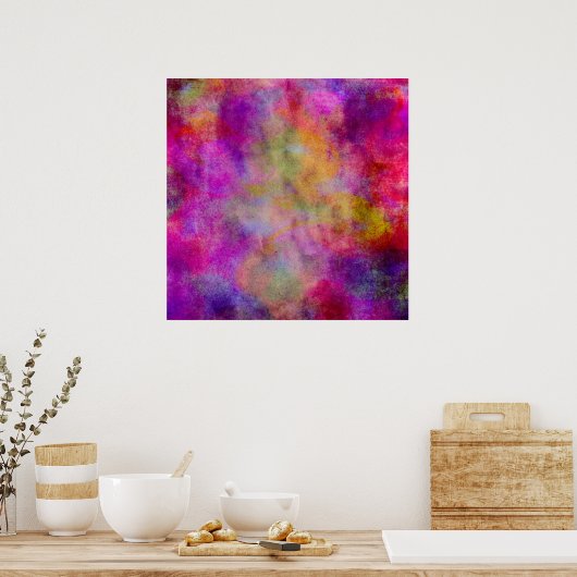 Paarse rode roze Waterverf Abstracte achtergrond Poster (Keuken)