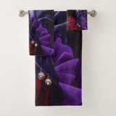 Paarse Rode Rozen Suiker Schedel Fee Dag Doden Bad Handdoek (Insitu)