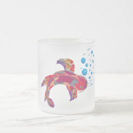 Paarse Rode Sunset Koi Vissen en bubbels Bevroren  Matglas Koffiemok