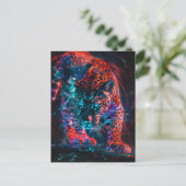 Paarse Rode Turquoise Neon Jaguar Light Briefkaart (Staand voorkant)