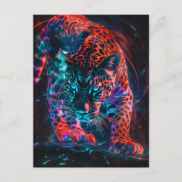 Paarse Rode Turquoise Neon Jaguar Light Briefkaart