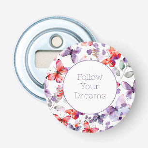 Paarse Rode Vlinders  Button Flesopener
