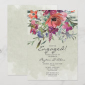 Paarse Rode Waterverf Floral Sage Engagement Party Kaart (Voorkant / Achterkant)