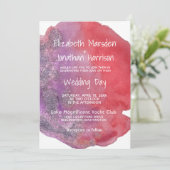 Paarse Rode Waterverf Modern Elegant Huwelijk Kaart (Staand voorkant)