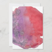 Paarse Rode Waterverf Modern Elegant Huwelijk Kaart (Achterkant)