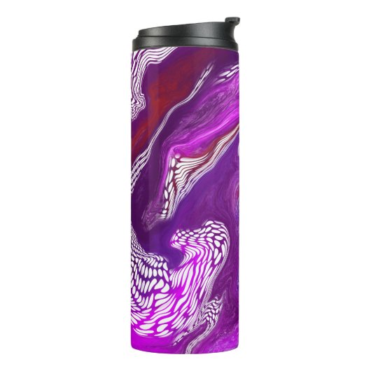 Paarse rode wervelkolom, marmer fluid Art Thermosbeker (Gedraaid links)