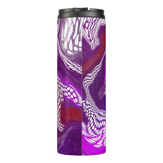 Paarse rode wervelkolom, marmer fluid Art Thermosbeker (Achterkant)