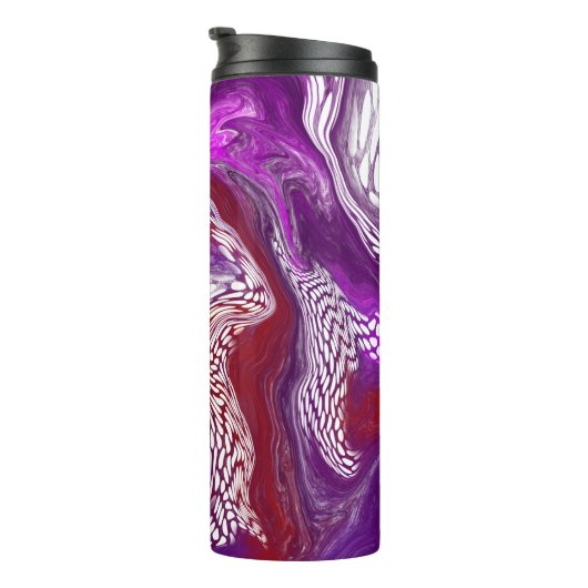 Paarse rode wervelkolom, marmer fluid Art Thermosbeker (Geroteerd rechts)