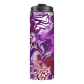 Paarse rode wervelkolom, marmer fluid Art Thermosbeker (Voorkant)