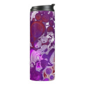 Paarse rode wervelkolom, marmer fluid Art Thermosbeker (Gedraaid links)