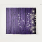 Paarse Roestige Houten Slingerlichten Bruiloft Ach Wandkleed (Voorkant (horizontaal))