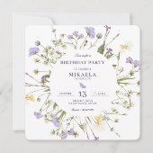 Paarse roestige wilde bloemen kaart (Voorkant)